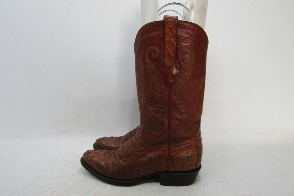 Cuadra Womens Size 7.5 Brown Leather Caiman Cowboy Western Ankle Boots